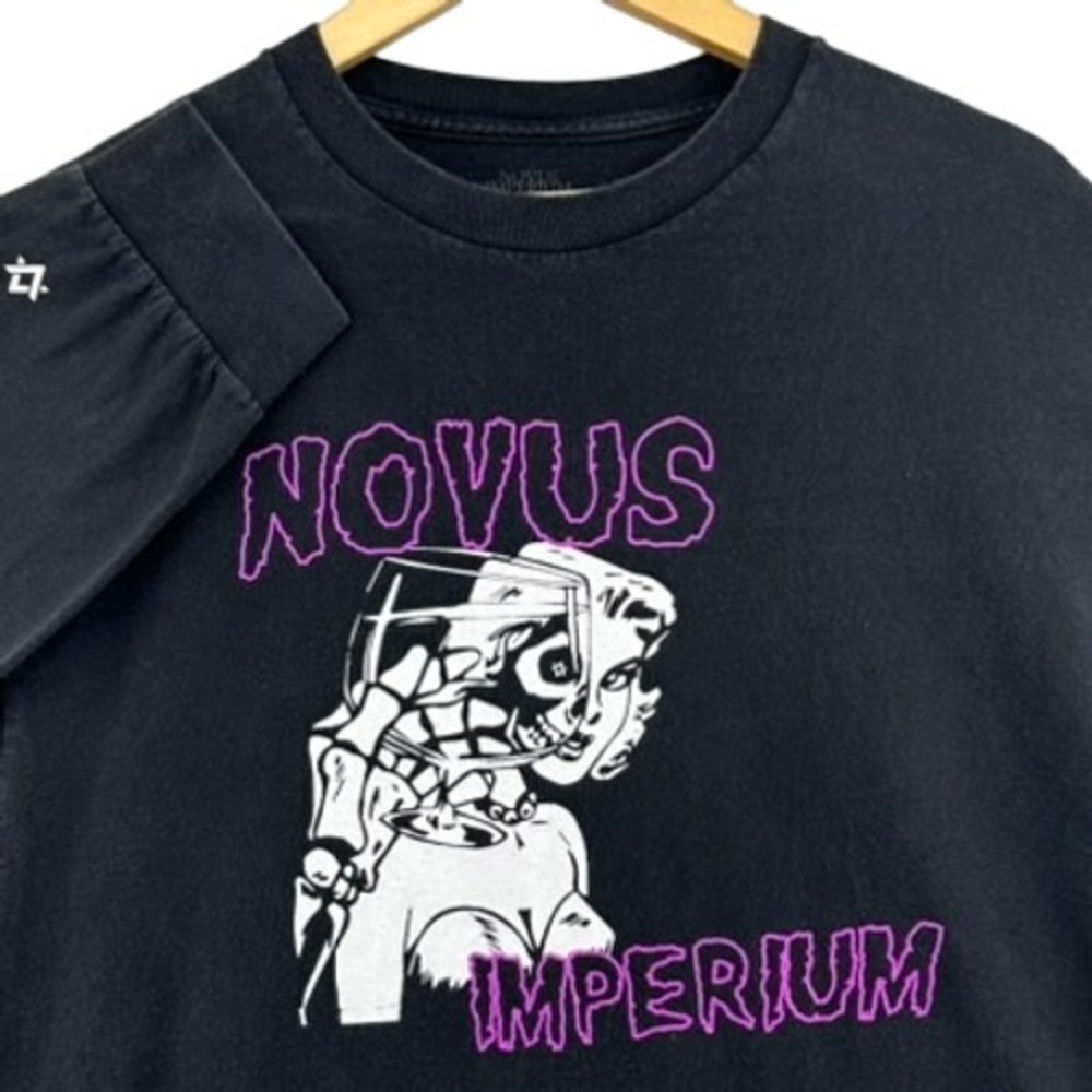 Novus Imperium Black Long Sleeve Shirt L Skull Wine Skeleton Misfits Made in USA